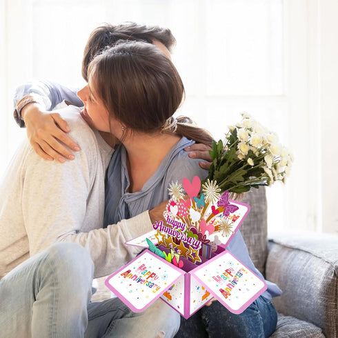 3D PopUp Anniversary Card for Couples with Note Card